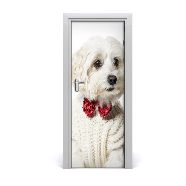 Décoration porte intérieur Chien blanc