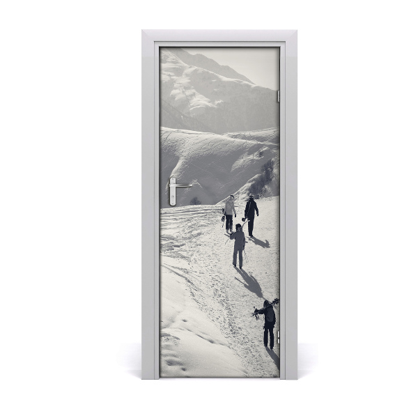 Sticker de porte Skieur en montagne sur la neige