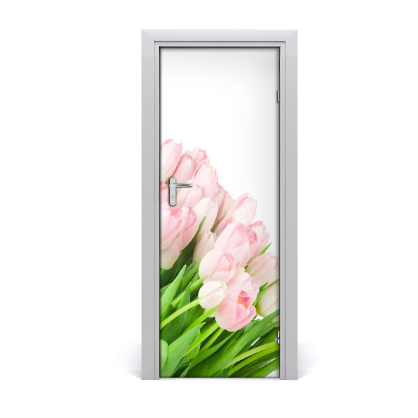 Autocollant porte Tulipes roses