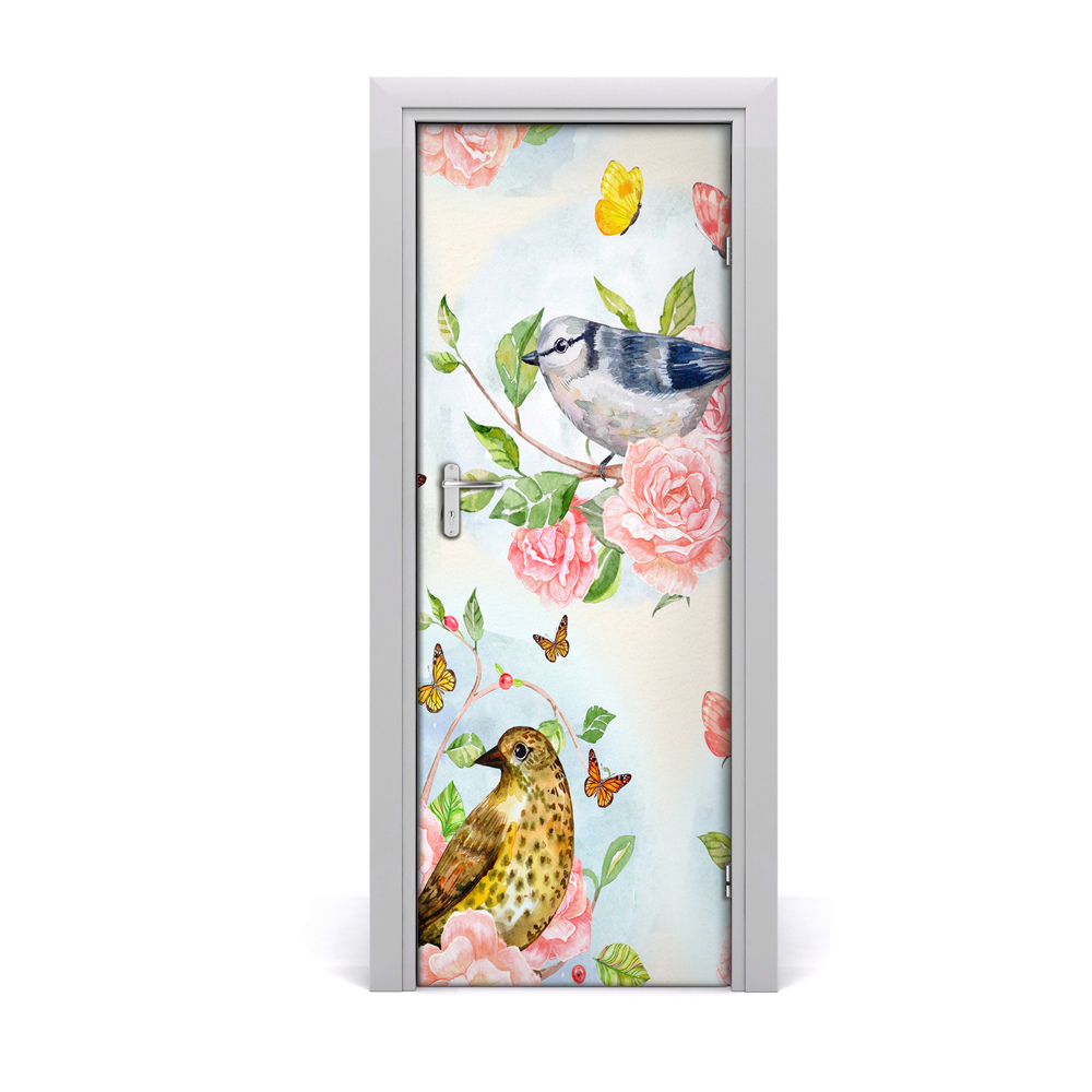 Sticker de porte Oiseaux roses