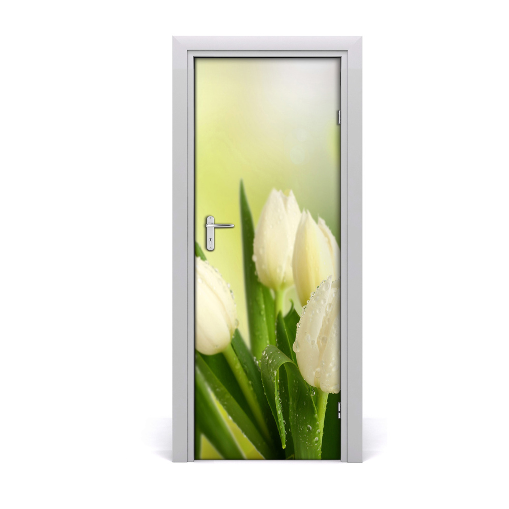 Autocollant porte Tulipes blanches