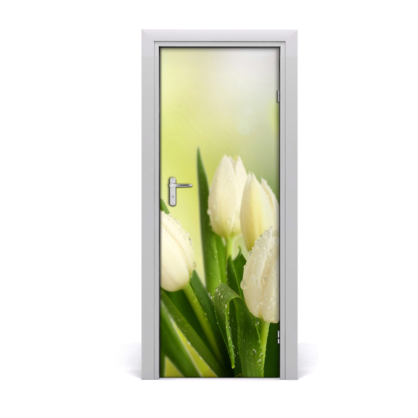 Autocollant porte Tulipes blanches