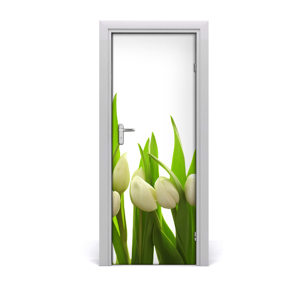 Autocollant porte Tulipes blanches