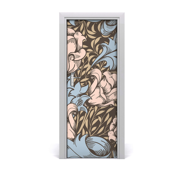 Sticker porte Feuilles fleurs