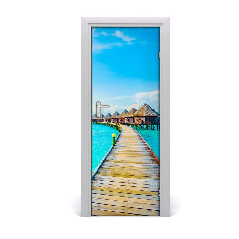 Décoration porte intérieur Chalets sur une mer d'azur