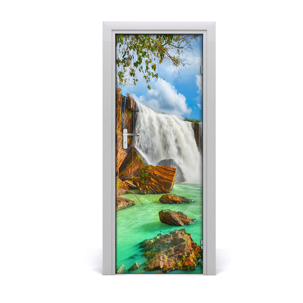 Poster porte Cascade lac turquoise