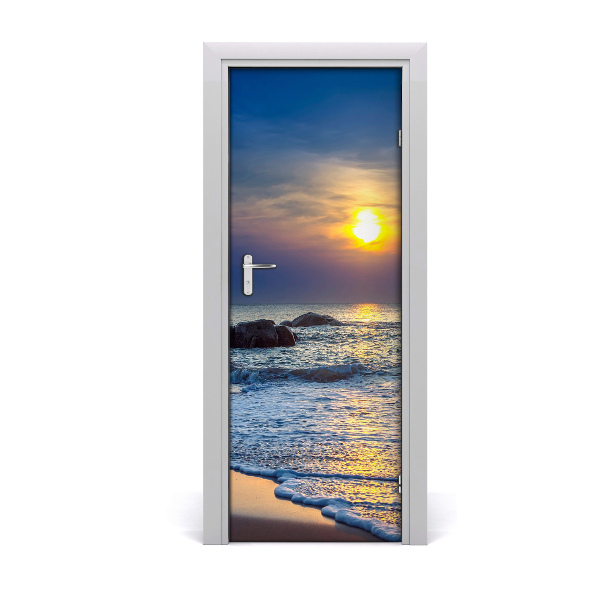 Poster porte Coucher de soleil sur la plage