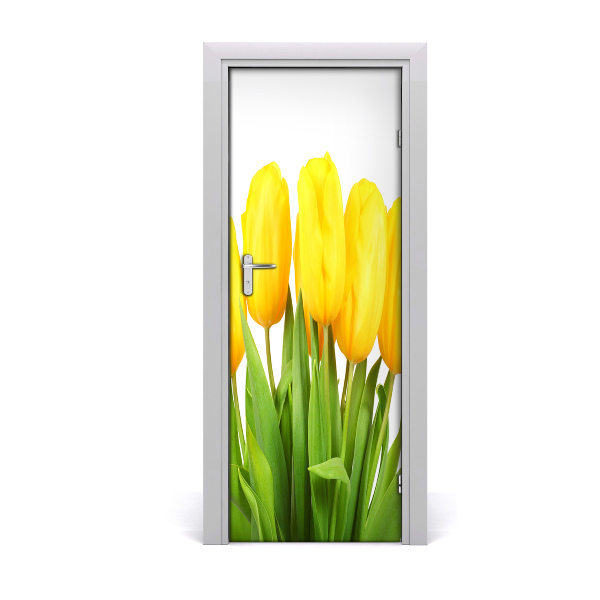 Décoration porte intérieur Tulipes jaunes