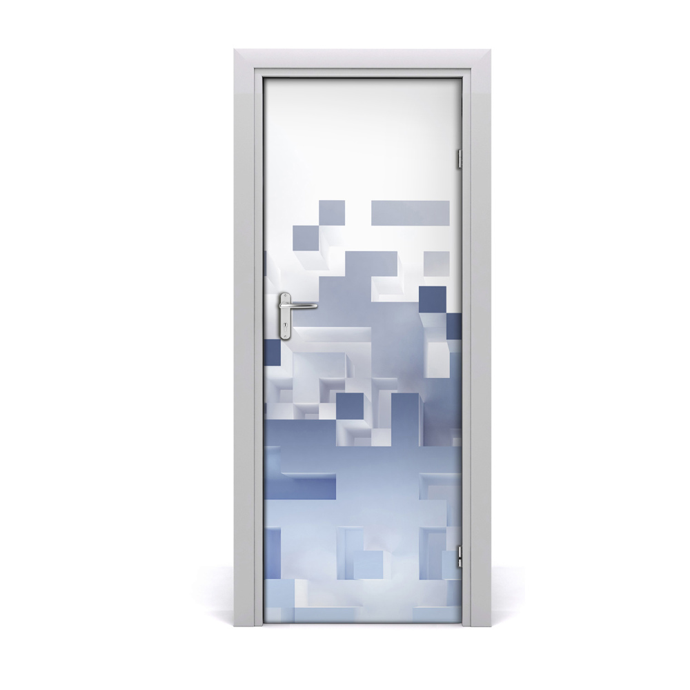 Décoration porte intérieur Cubes bleus