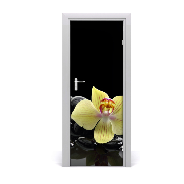 Sticker porte Orchidée jaune