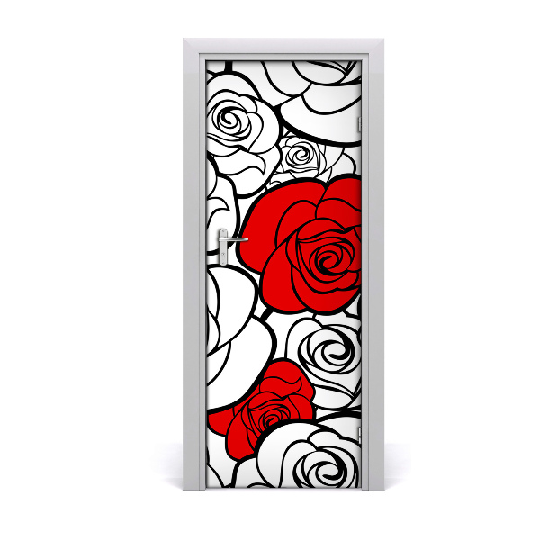 Autocollant porte Roses blanches et rouges