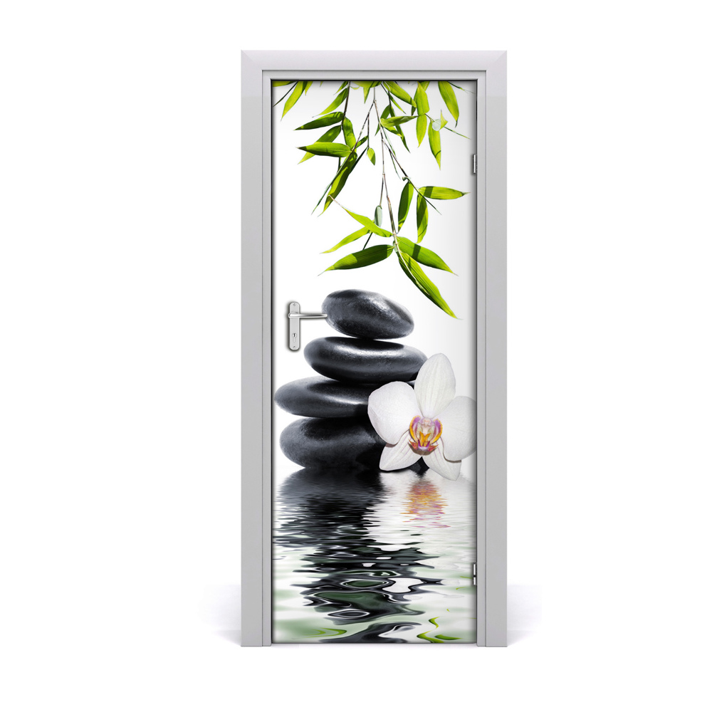 Décoration porte intérieur Orchidée pierres