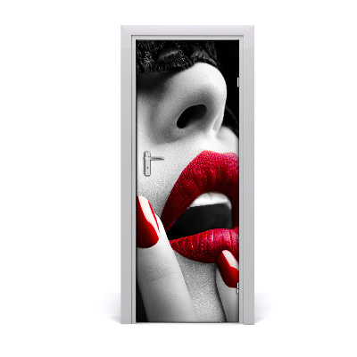 Sticker porte Lèvres et ongles rouges