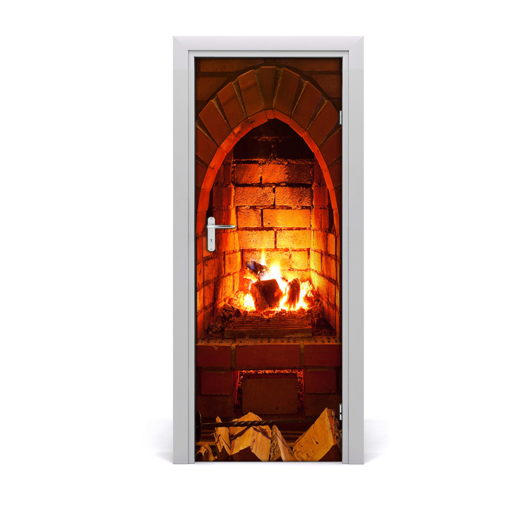 Sticker de porte Feu dans la cheminée