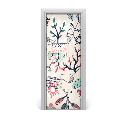 Sticker porte Animaux parmi les branches