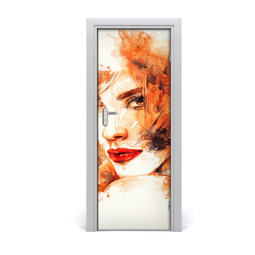 Décoration porte intérieur Femme rouge à lèvres