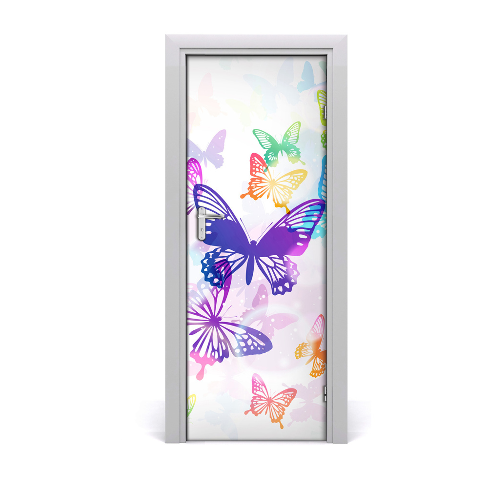 Décoration porte intérieur Papillons colorés