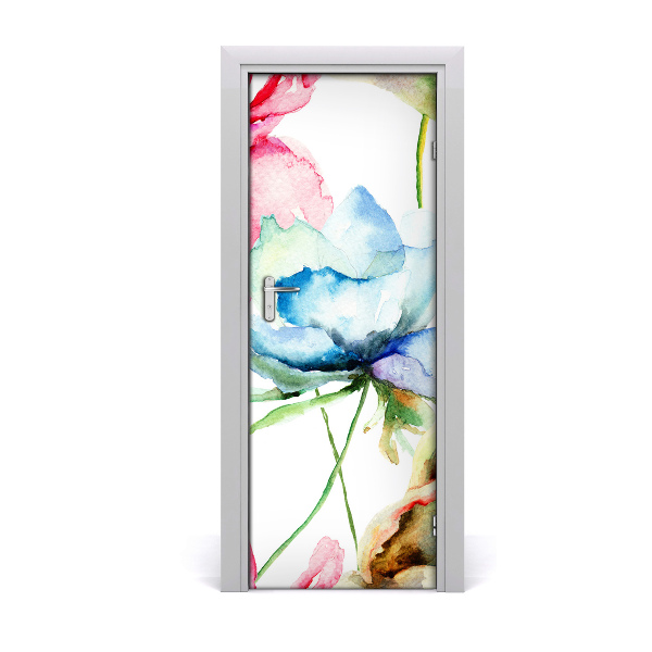 Sticker porte Aquarelle de coquelicots