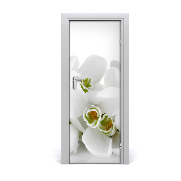 Sticker porte Fleurs blanches