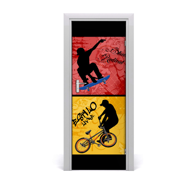 Poster porte Planche à roulettes et vélo bmx