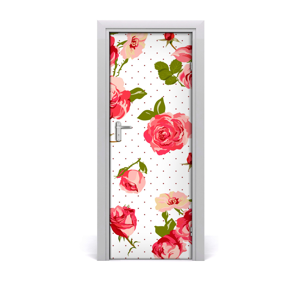 Décoration porte Roses en pointillés