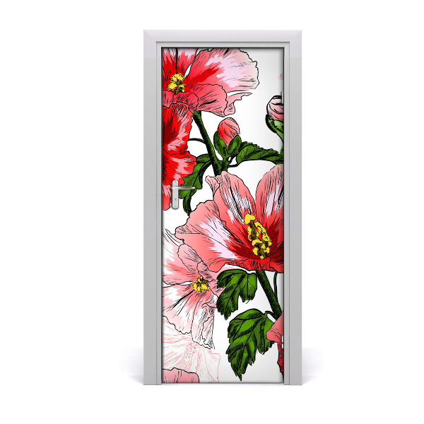 Poster porte Fleurs à feuilles rouges