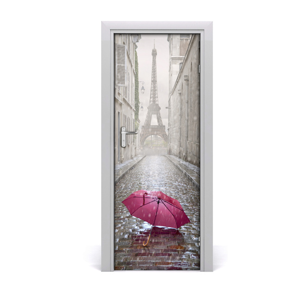 Sticker de porte Parapluie sous la pluie France