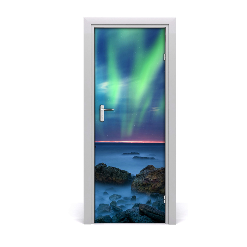 Décoration porte intérieur Aurore boréale en Norvège