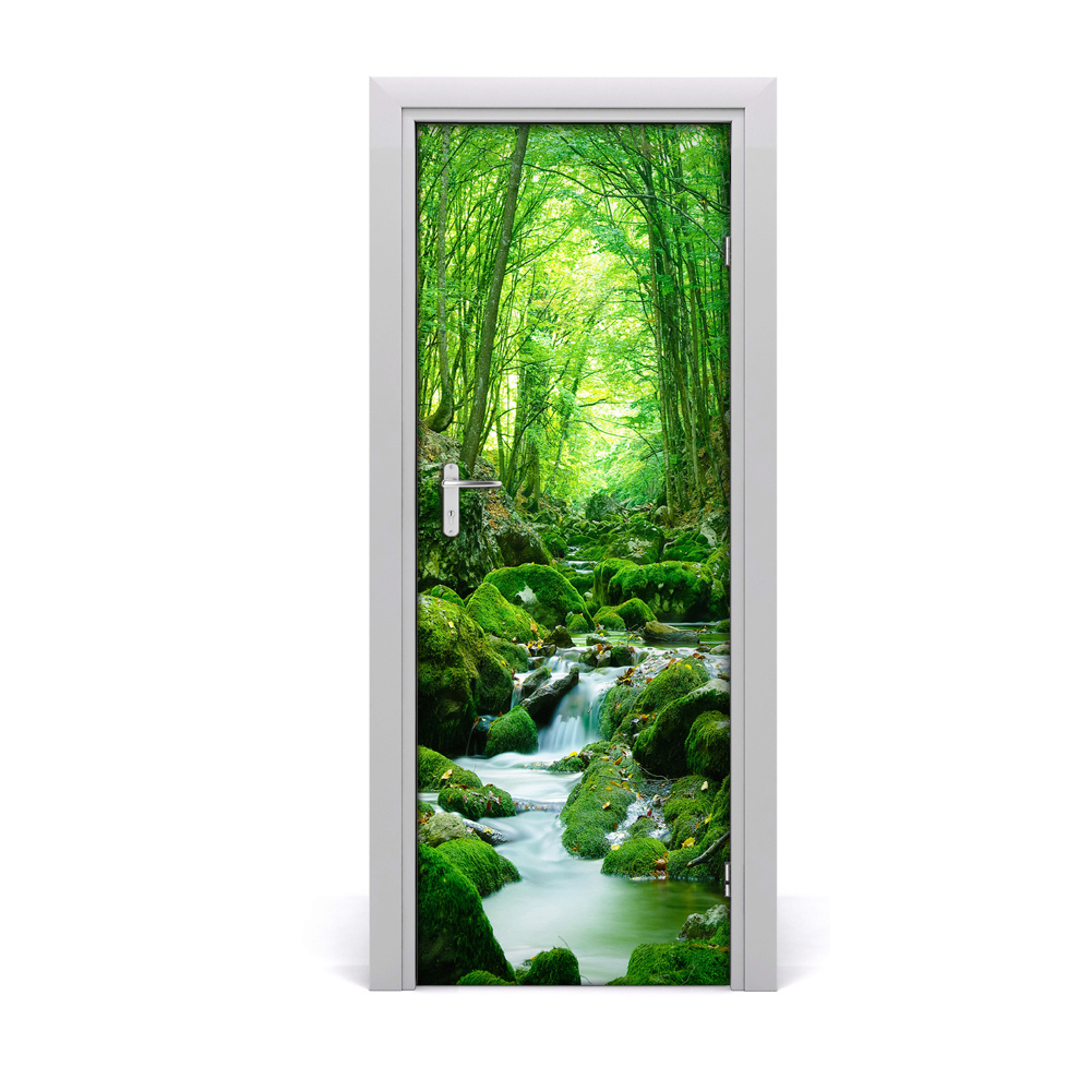 Sticker de porte Ruisseau dans la jungle, pierres