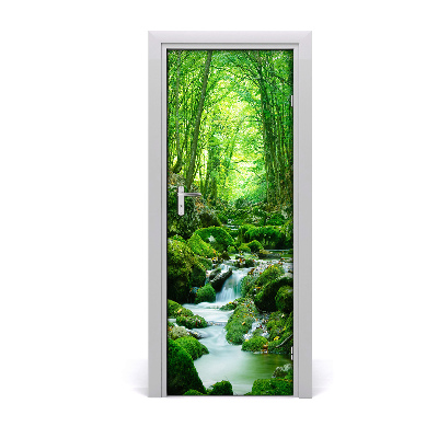 Sticker de porte Ruisseau dans la jungle, pierres