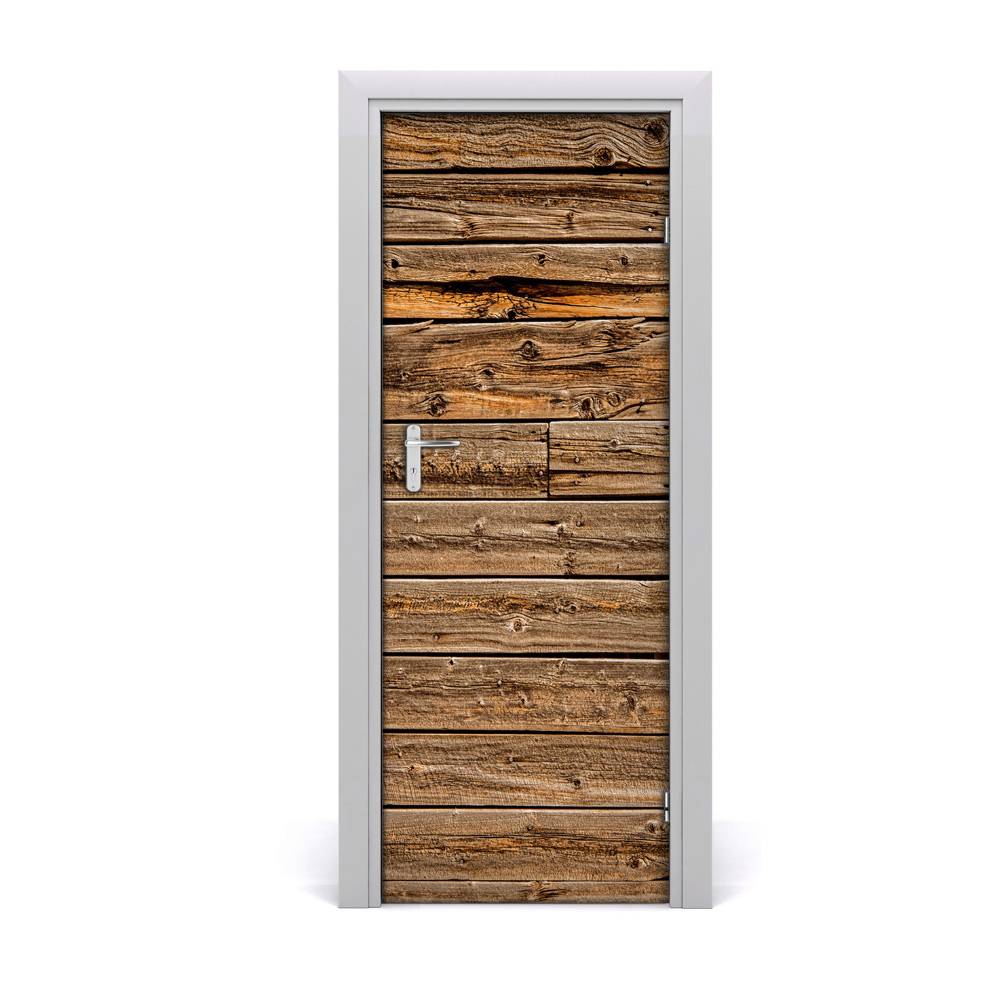 Sticker porte Mur en bois brun