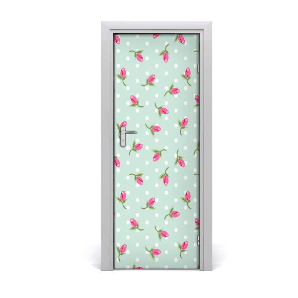 Sticker porte Motif de petites roses