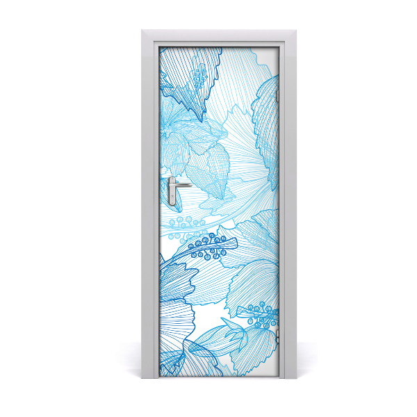 Décoration porte Fleurs bleues