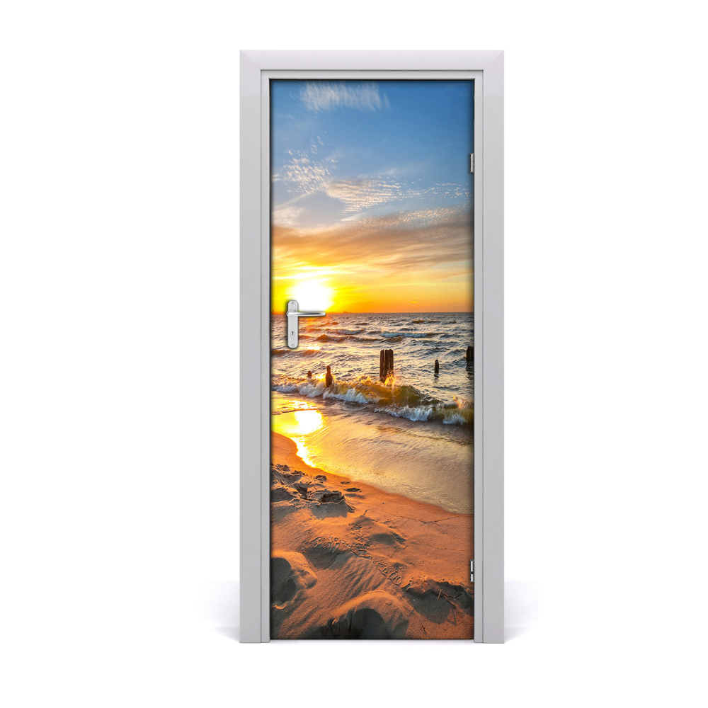 Décoration porte intérieur Coucher de soleil sur la mer