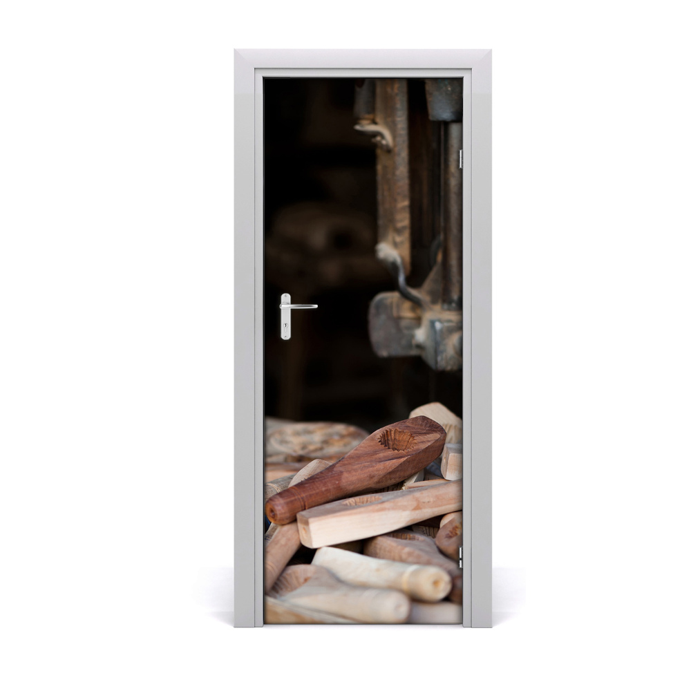 Sticker de porte Outils en bois