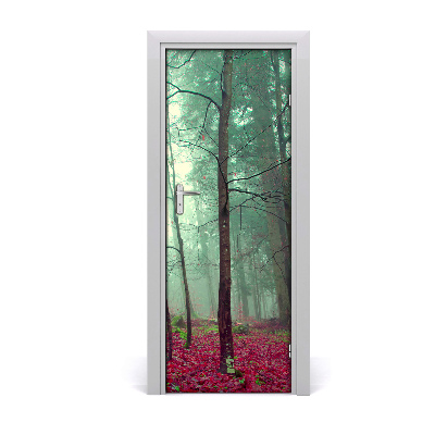 Sticker de porte Forêt dans la brume d'automne