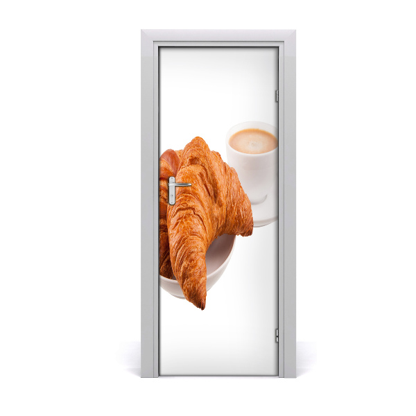 Poster porte Croissant et café