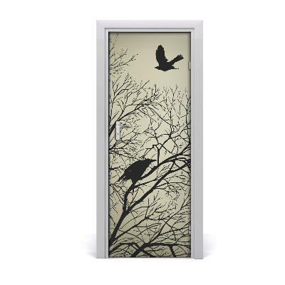 Décoration porte Corbeaux dans un arbre