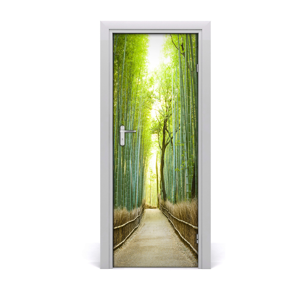 Autocollant porte Plate-forme de forêt de bambous