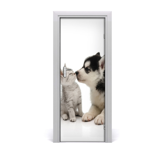 Sticker de porte Chien et chat