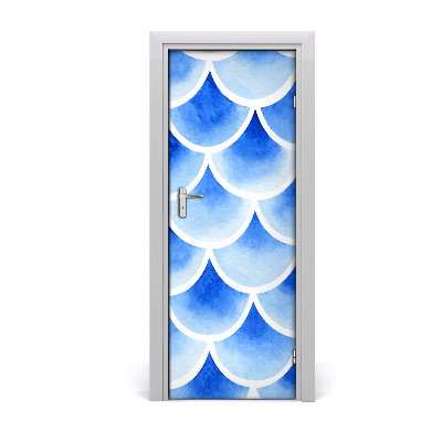 Papier peint porte Écailles de poisson bleu