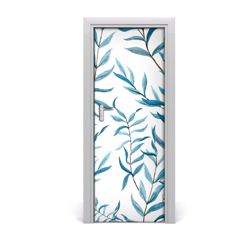 Poster porte Feuilles bleues