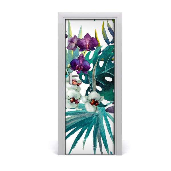 Poster porte Fleurs hawaïennes feuilles