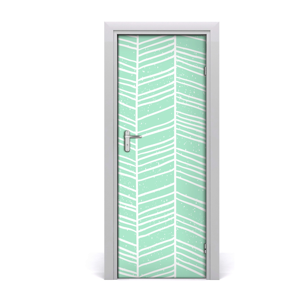 Poster porte Motif à chevrons vert