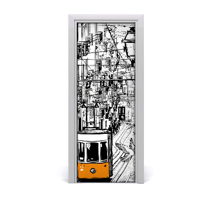 Autocollant porte Tramway dans la ville