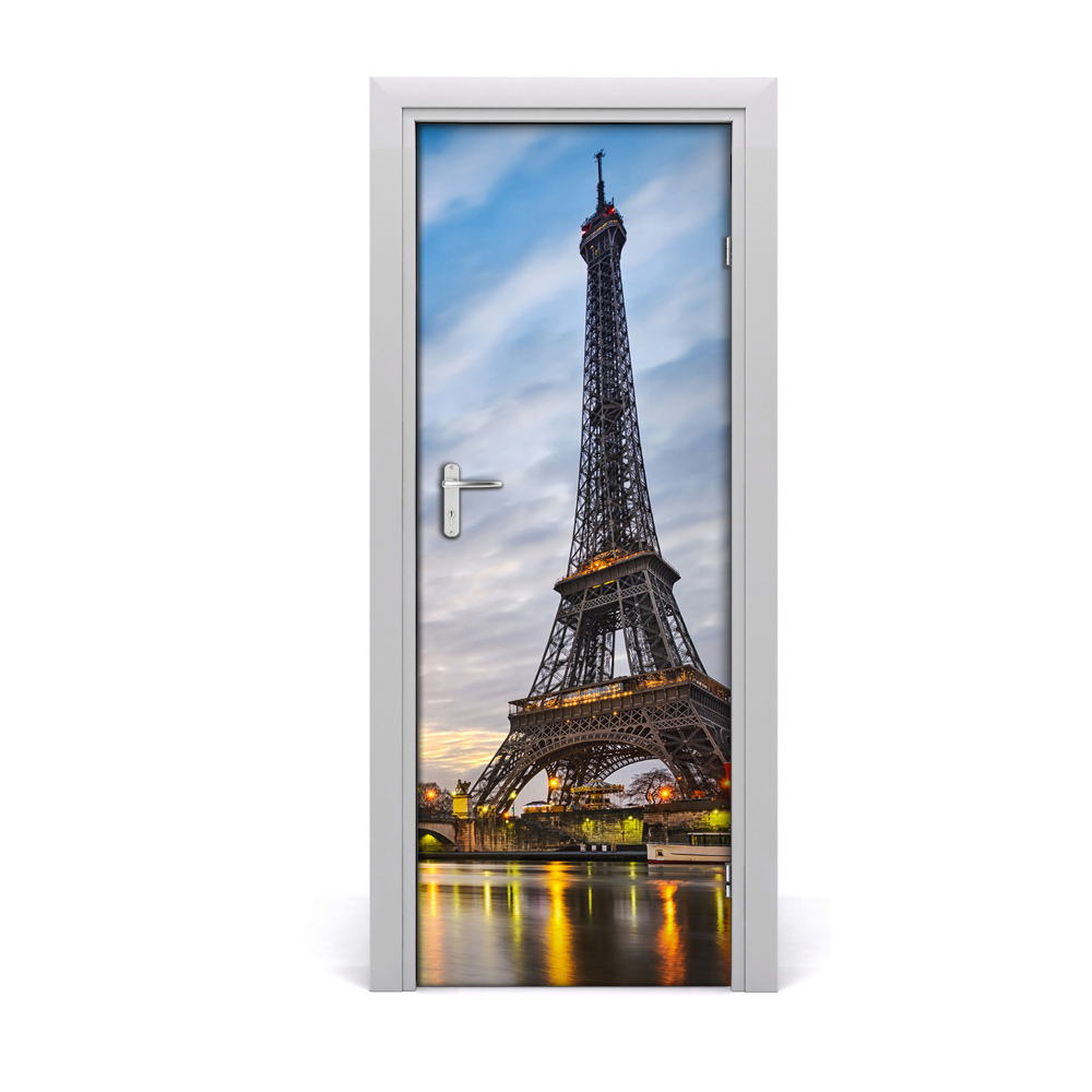 Poster porte Tour Eiffel au-dessus de la rivière