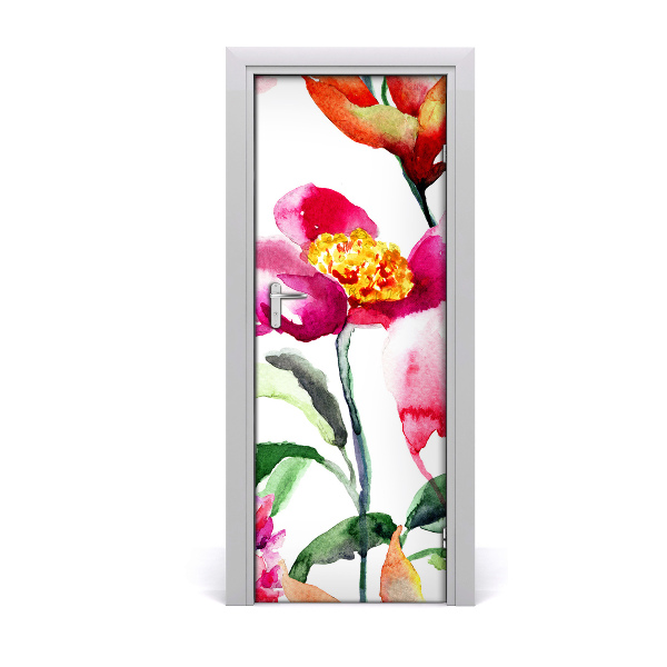 Sticker de porte Fleurs de champs rouges