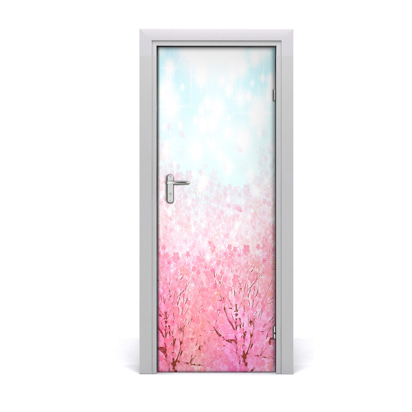 Sticker de porte Arbres roses