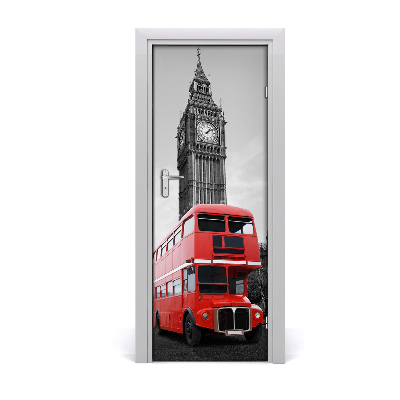 Sticker porte Big Ben bus rouge