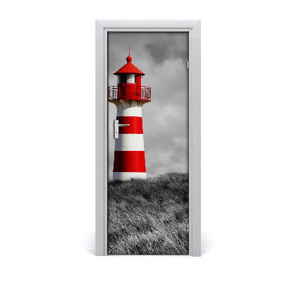 Décoration porte Phare fond noir et blanc